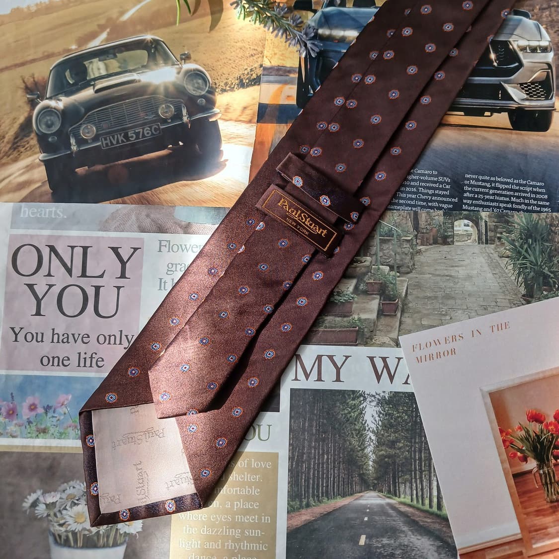 폴스튜어트 실크 브라운 미세 패턴 넥타이 8.8cm A+등급 A18950 상품이미지4