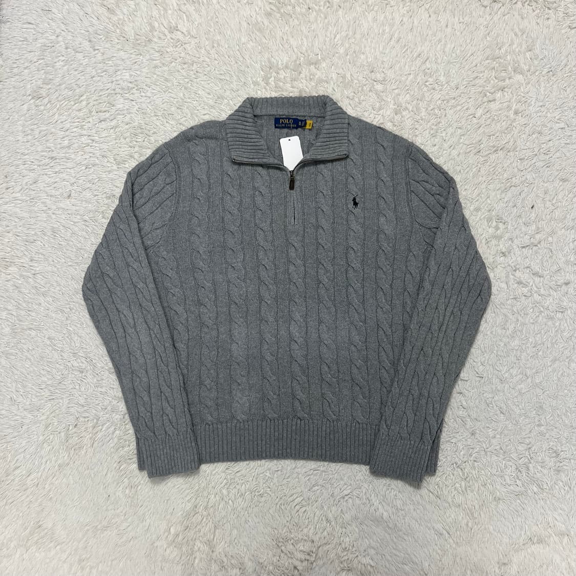Polo grey cable half-zip knit 상품이미지4