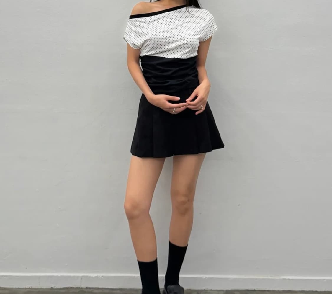 L17 DOT ONE-SHOULDER TOP(WHITE) 상품이미지1