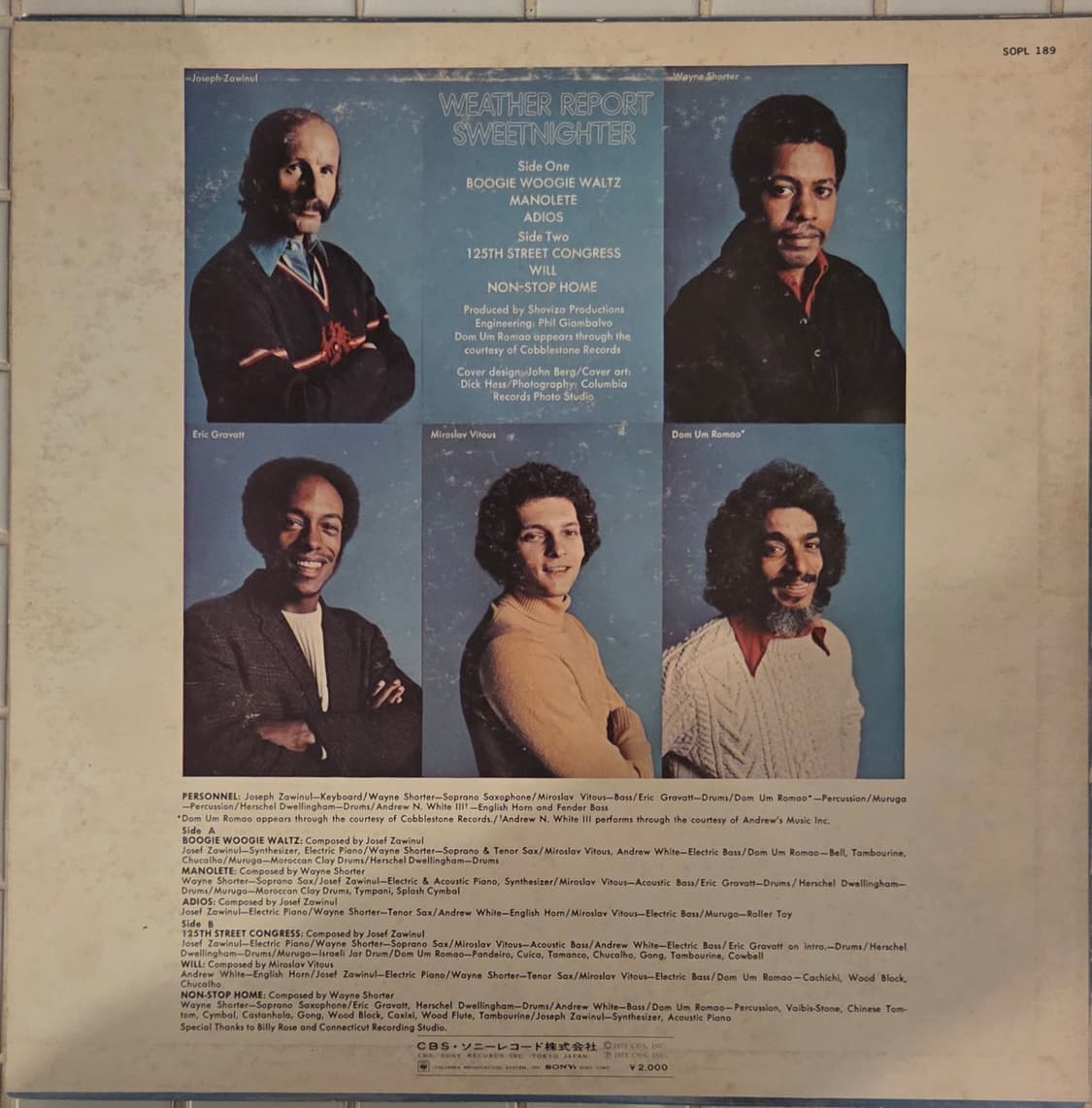 재즈펑크 Weather Report - Sweetnighter 일본 lp 상품이미지2