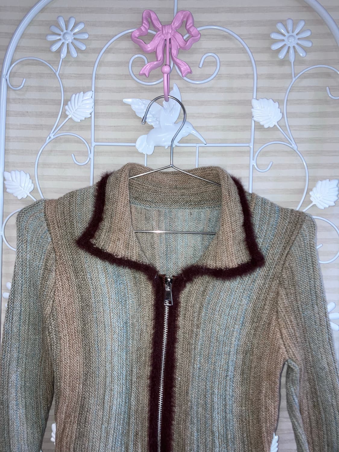 빈티지 브라운 민트 그라데이션 집업 y2k 스트릿 갸루 펑키 448 상품이미지3