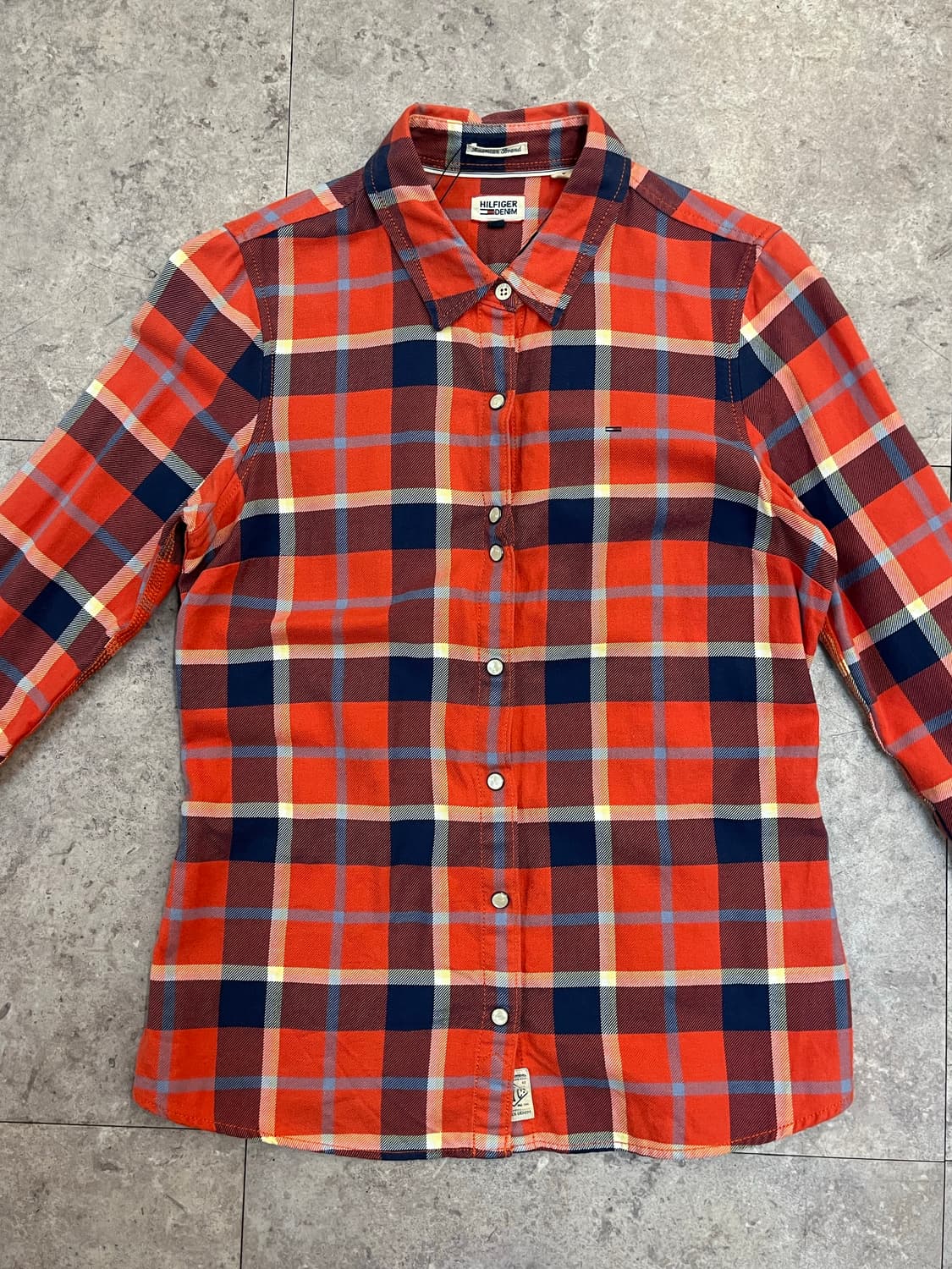 타미힐피거 버튼 체크 셔츠 레드 M #csz3279 상품이미지4