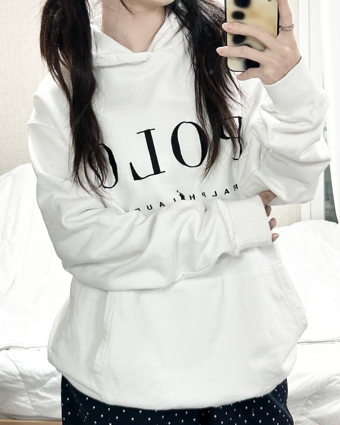 폴로 빅로고 화이트 후드 상품이미지4