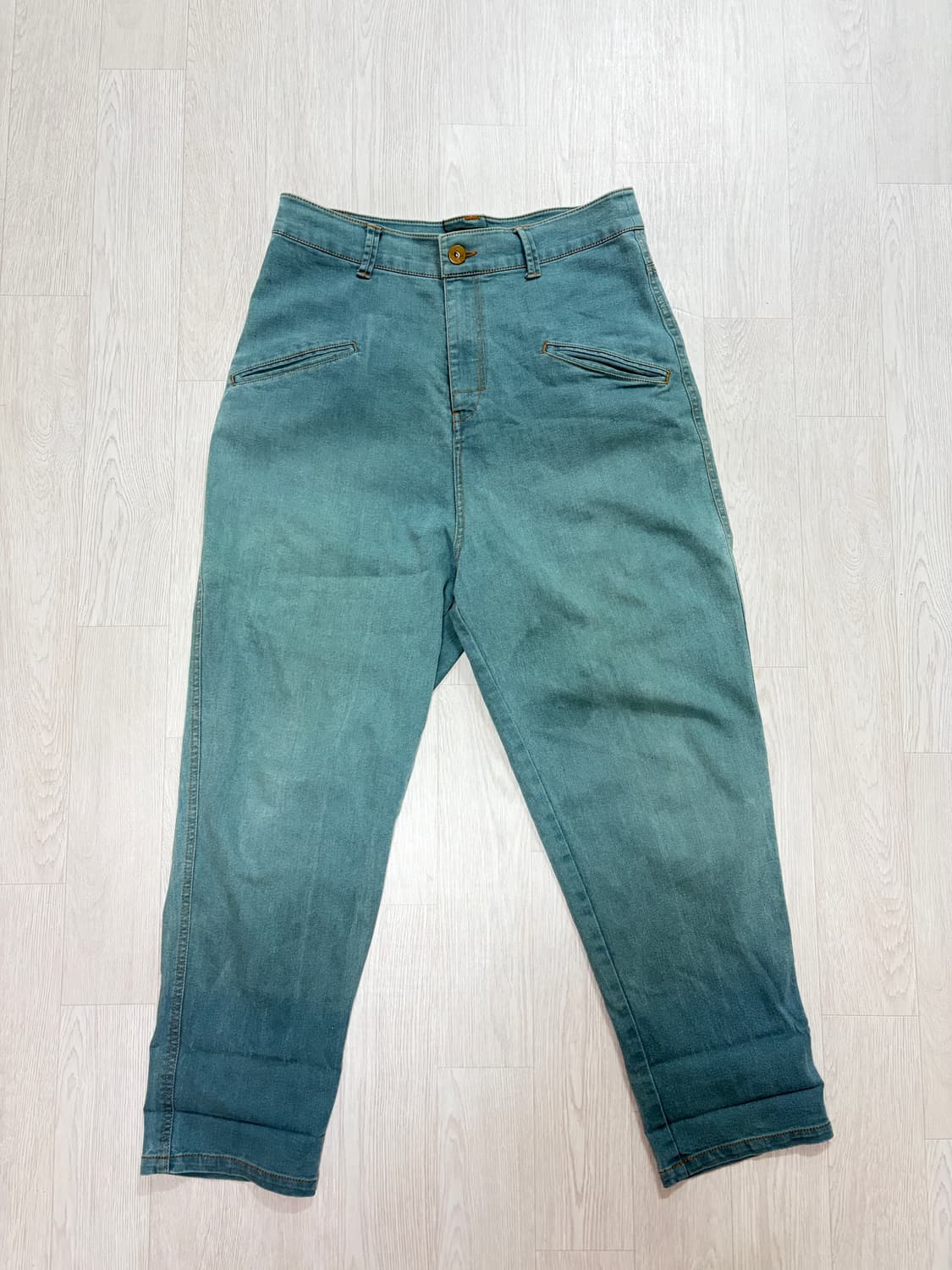 일본 빈티지 피그먼트 민트 데님팬츠 상품이미지2