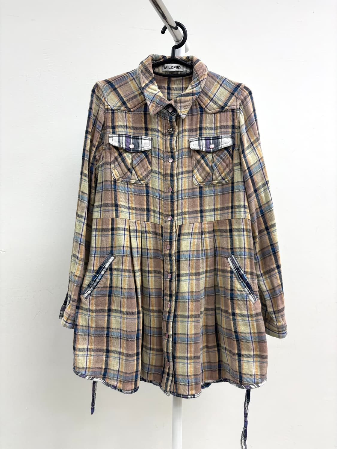 빈티지 체크 셔츠 원피스 상품이미지5