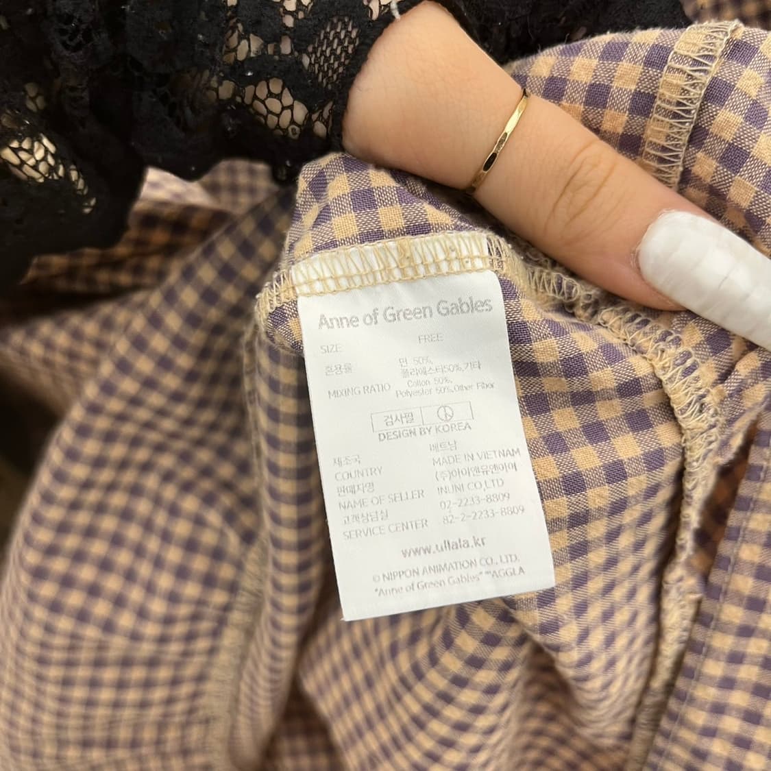 울랄라 빈티지 앤 러블리 퍼프 체크 코지 파자마 블라우스 K0114 상품이미지6