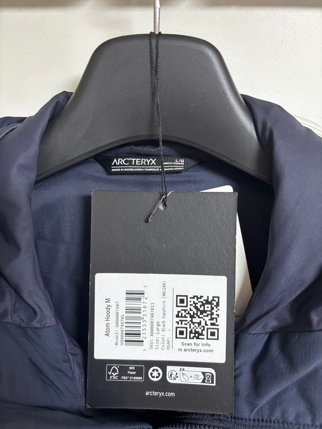 아크테릭스 아톰 후디 블랙사파이어 L사이즈 상품이미지2