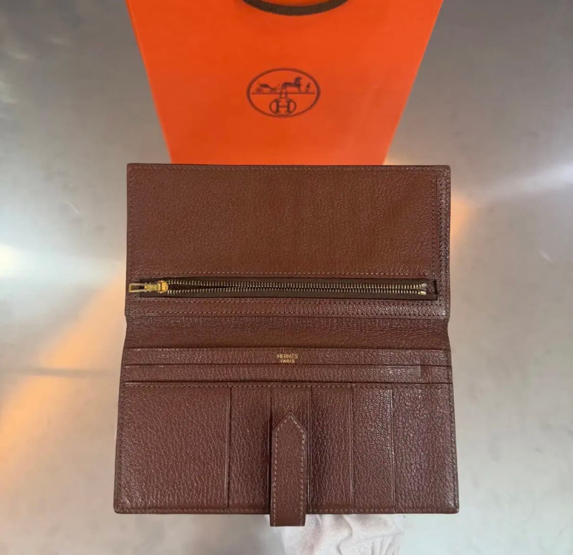 [정품] 에르메스 베안 브라운 골드 H 스위프트 고트스킨 장지갑 상품이미지4