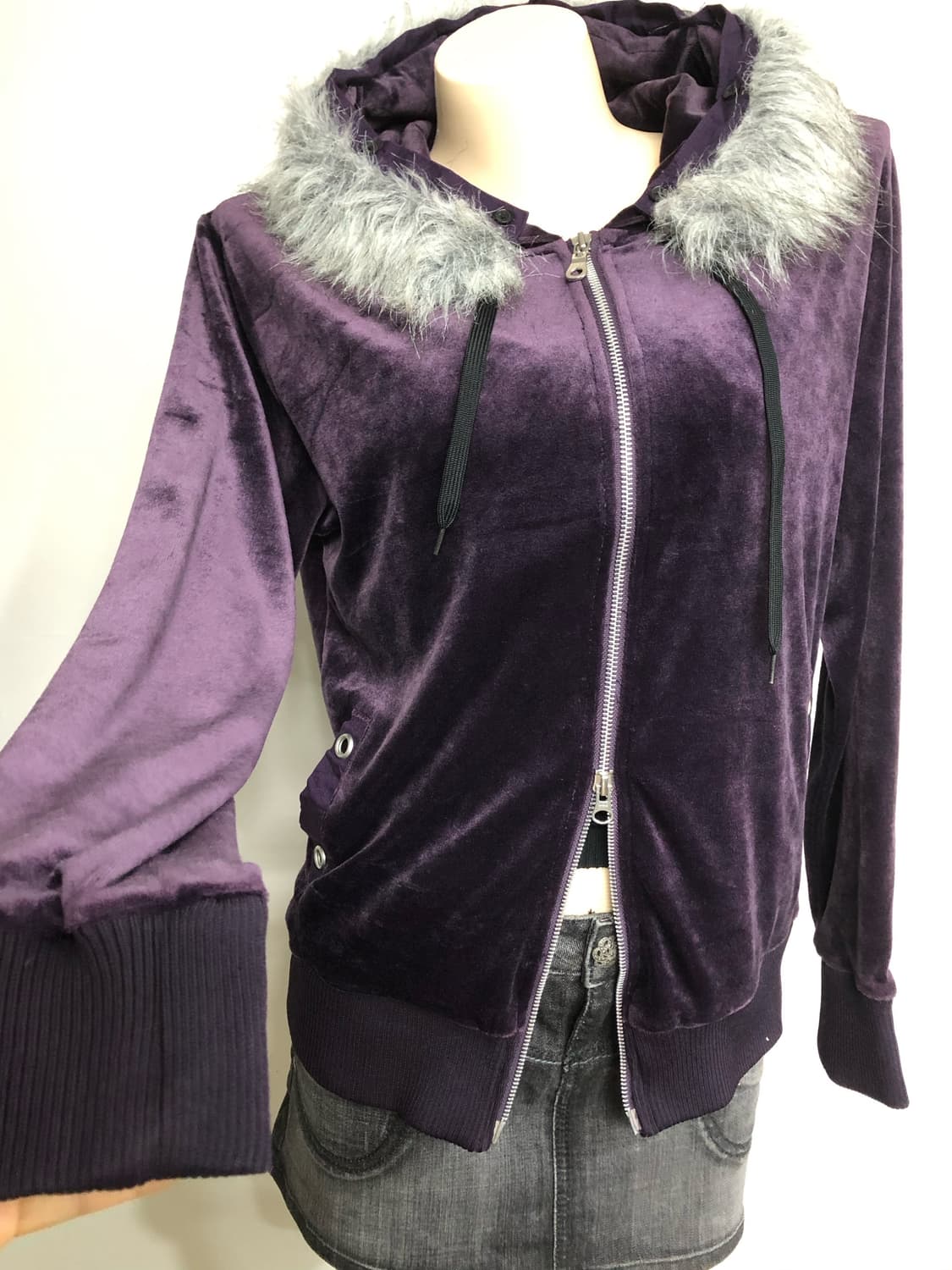 purple velvet two-way hood jacket 상품이미지4