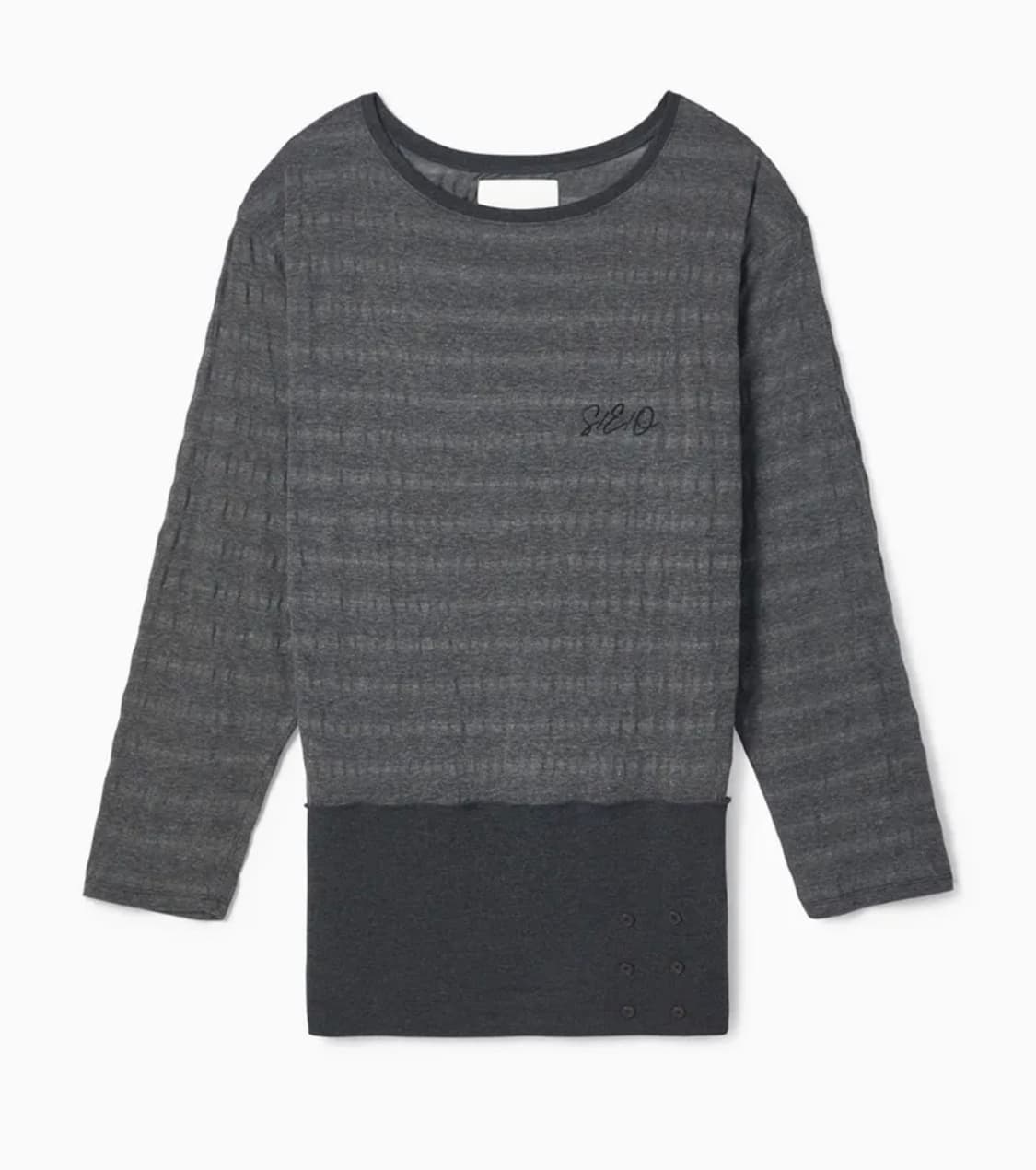 SEO RIBBED HEM OFF-SHOULDER TOP CHARCOAL 상품이미지1