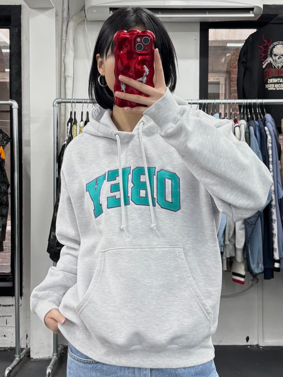 오베이 빅로고 후드티 상품이미지1