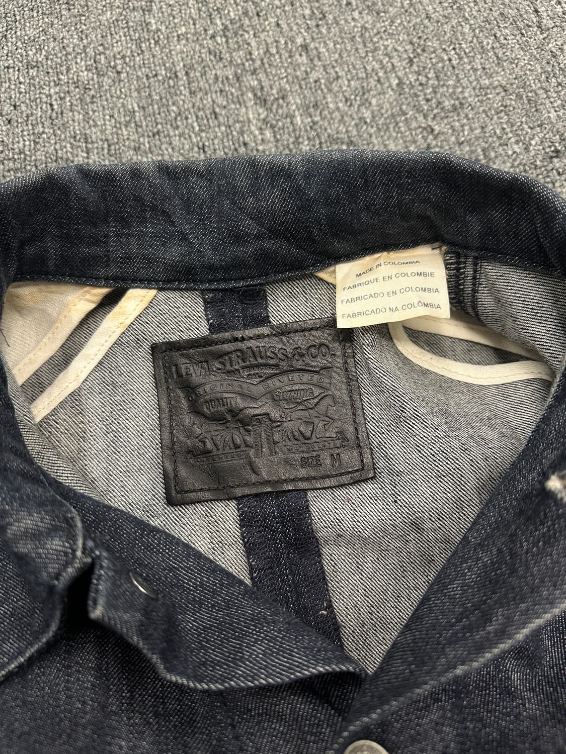 M) 리바이스 스판 인디고 데님 트러커자켓 bovine leather 상품이미지6
