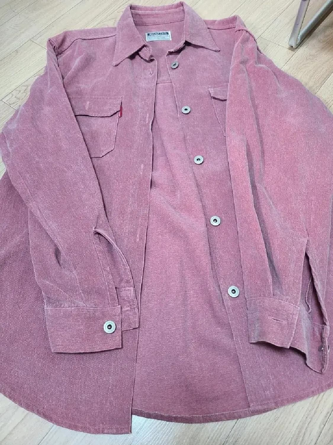 스컬프터 18SS 피그먼트 워시 셔츠 (다크핑크) 상품이미지2