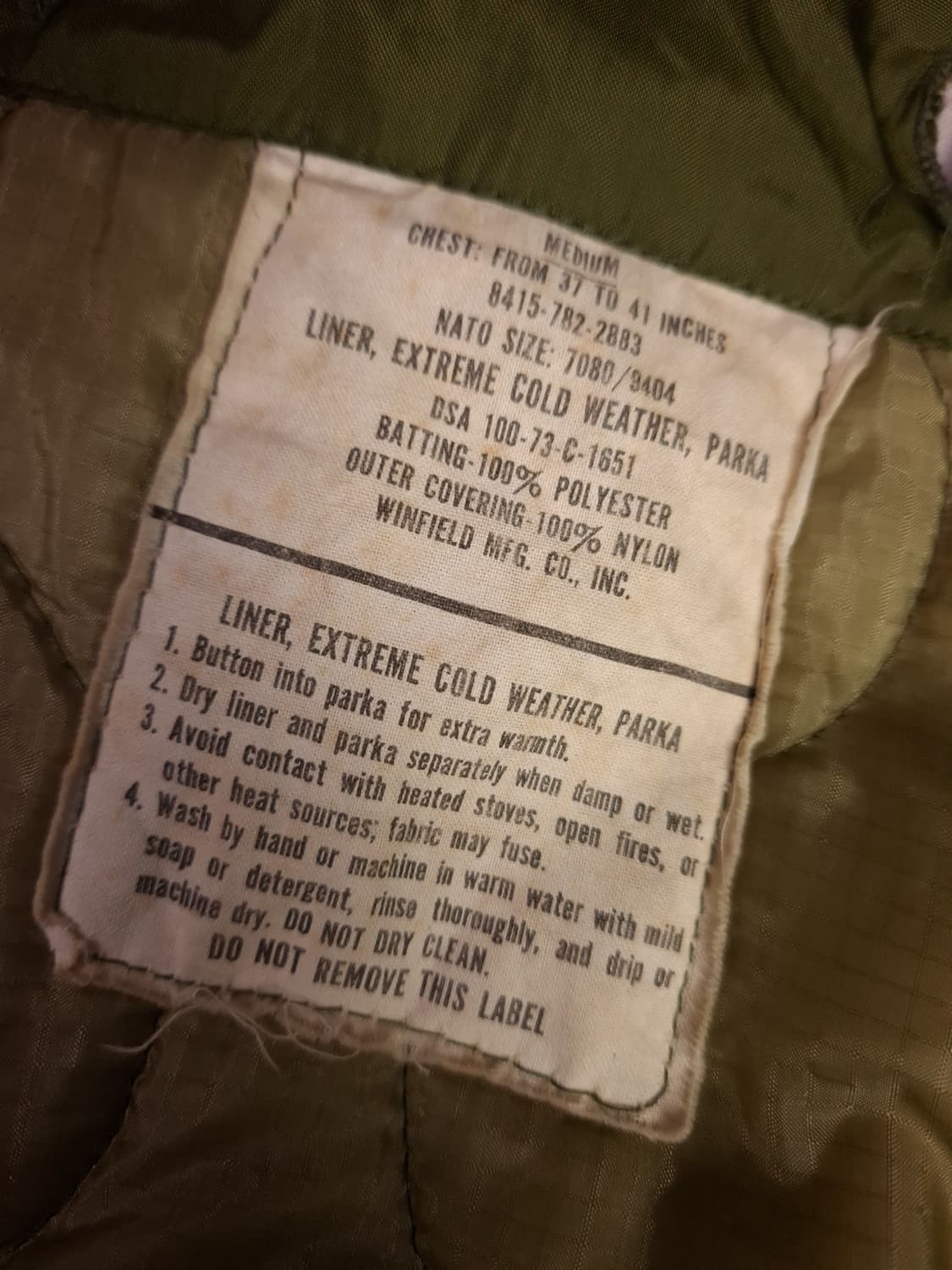 오리지날 미군 M-65 피쉬테일 개파카 미듐 풀셋트 상품이미지2