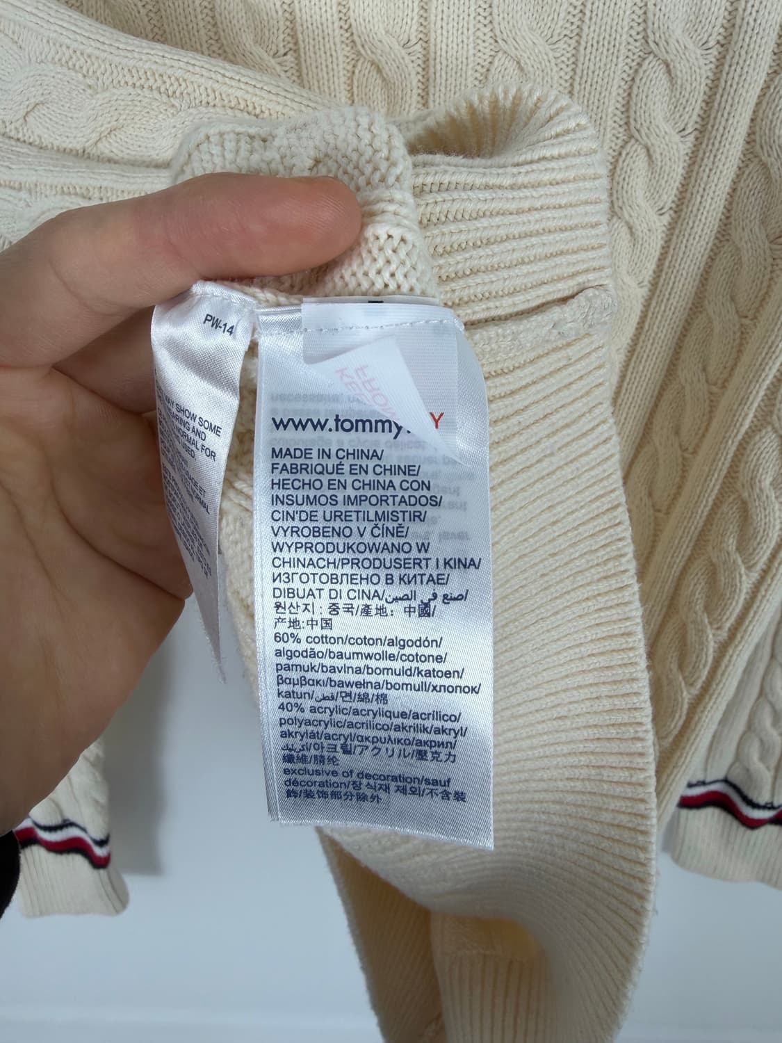a58) 타미힐피거 아이보리 케이블 니트 상품이미지5