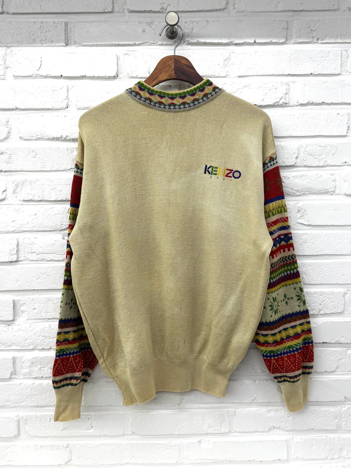 겐조 베이지 레드 노르딕 패턴 니트 상품이미지1