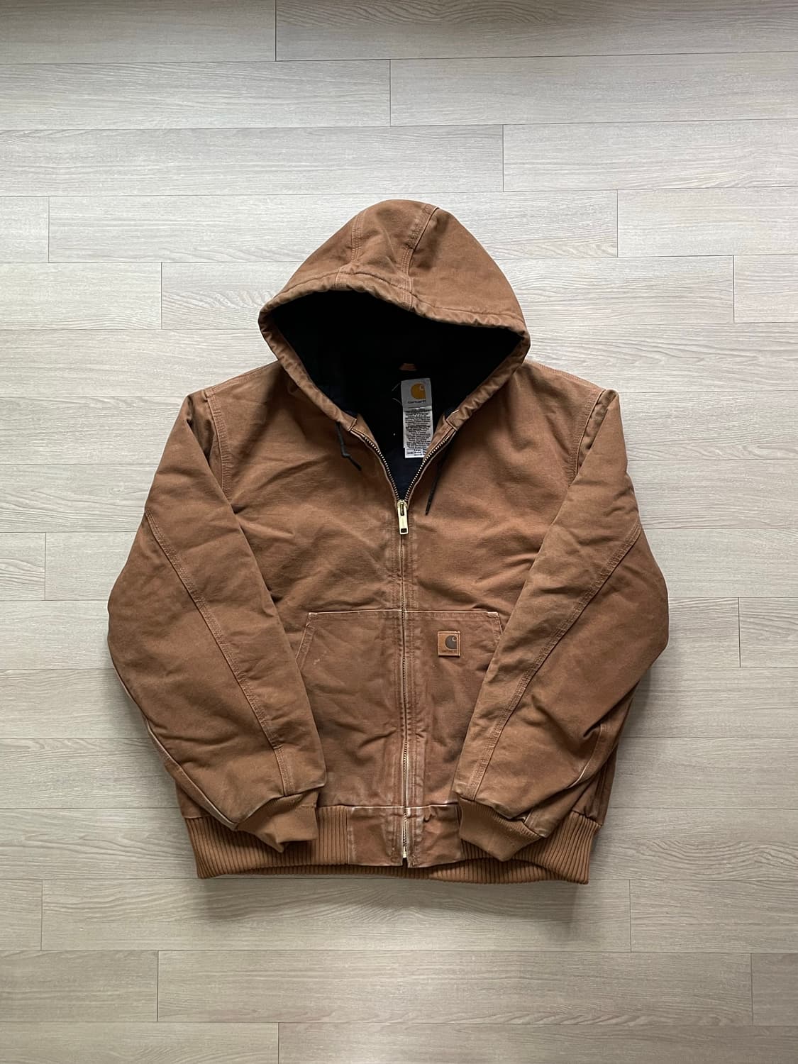 칼하트 j130 BRN 브라운 액티브 자켓 샌드스톤 빈티지  상품이미지1
