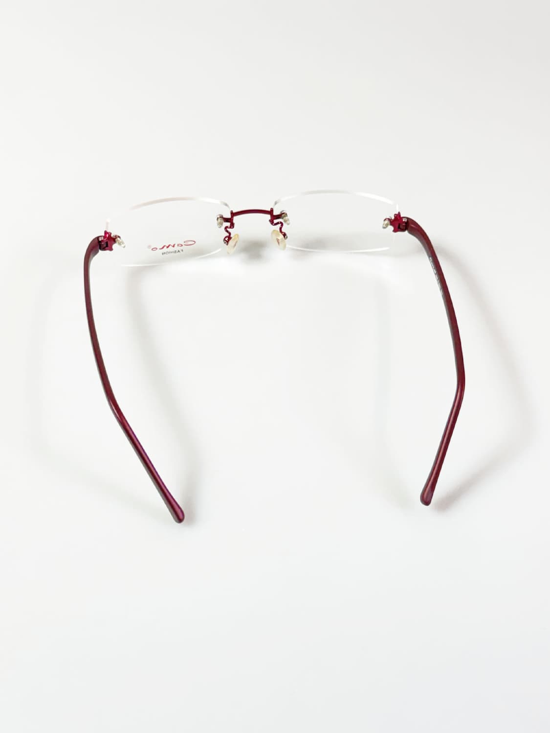 CAMO FASHION 무테 스퀘어 버건디 메탈 빈티지 안경 상품이미지5