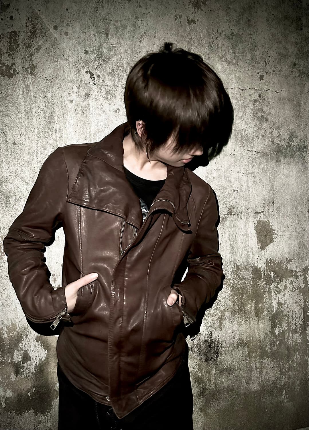 이태원 leather park 비대칭 레더 자켓 상품이미지2