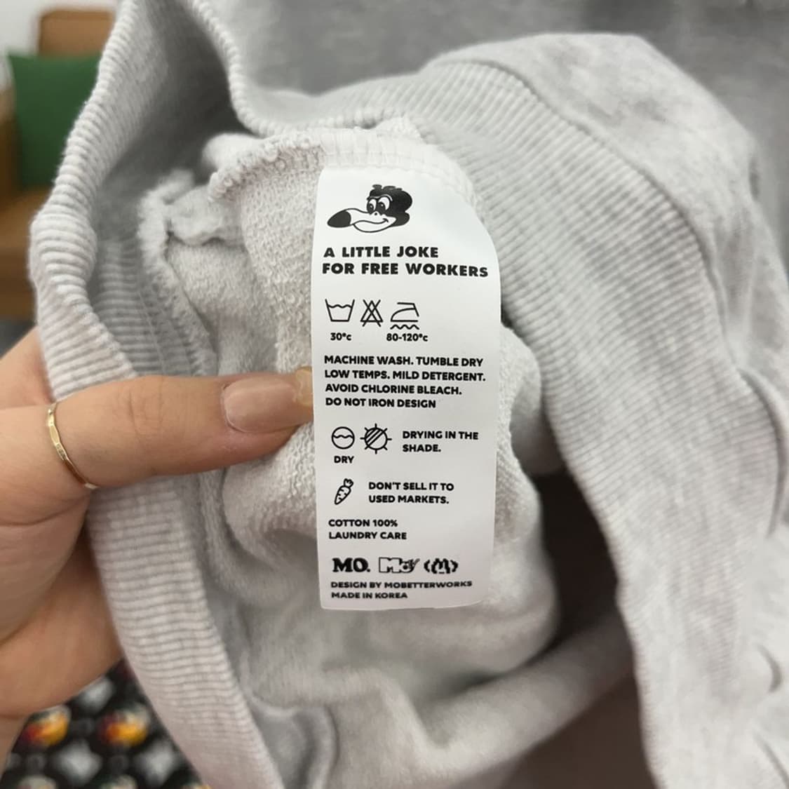 모베러웍스 빈티지 멜란지그레이 손목패치 후드티 XXL C06418 상품이미지7