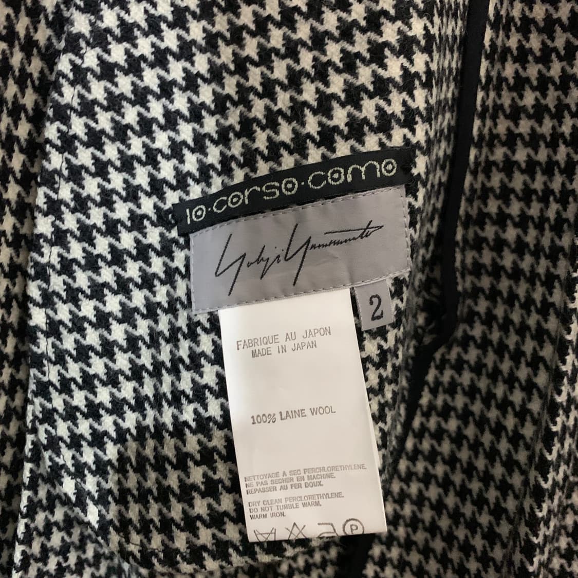 2 요지야마모토 03AW 아카이브 하운드 체크 랩 플리츠 스커트 치마 상품이미지7