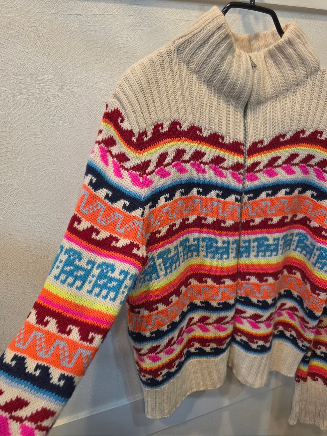 베네통 빈티지 패턴 니트 집업 가디건 상품이미지3