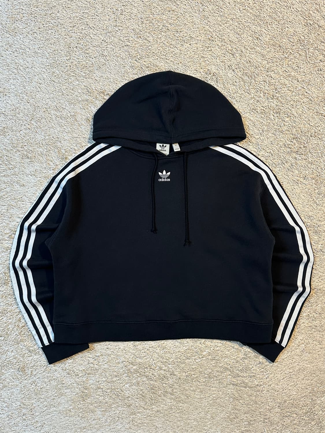 아디다스 ADIDAS 크롭 후드티 블랙 상품이미지1