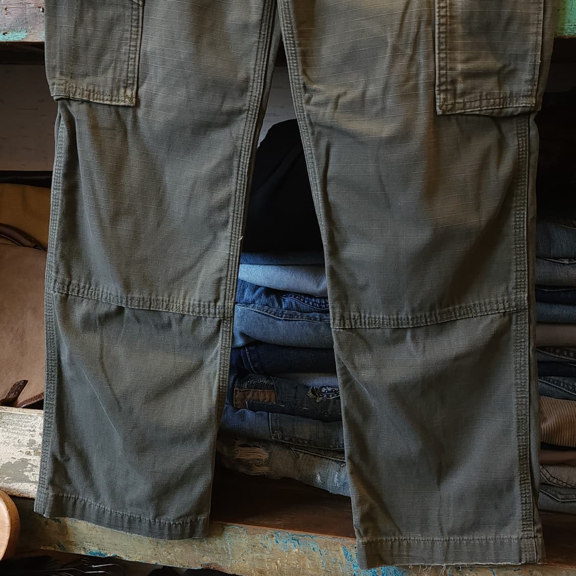 칼하트 워크팬츠 립스탑 카고 팬츠 그린 30x30 상품이미지5