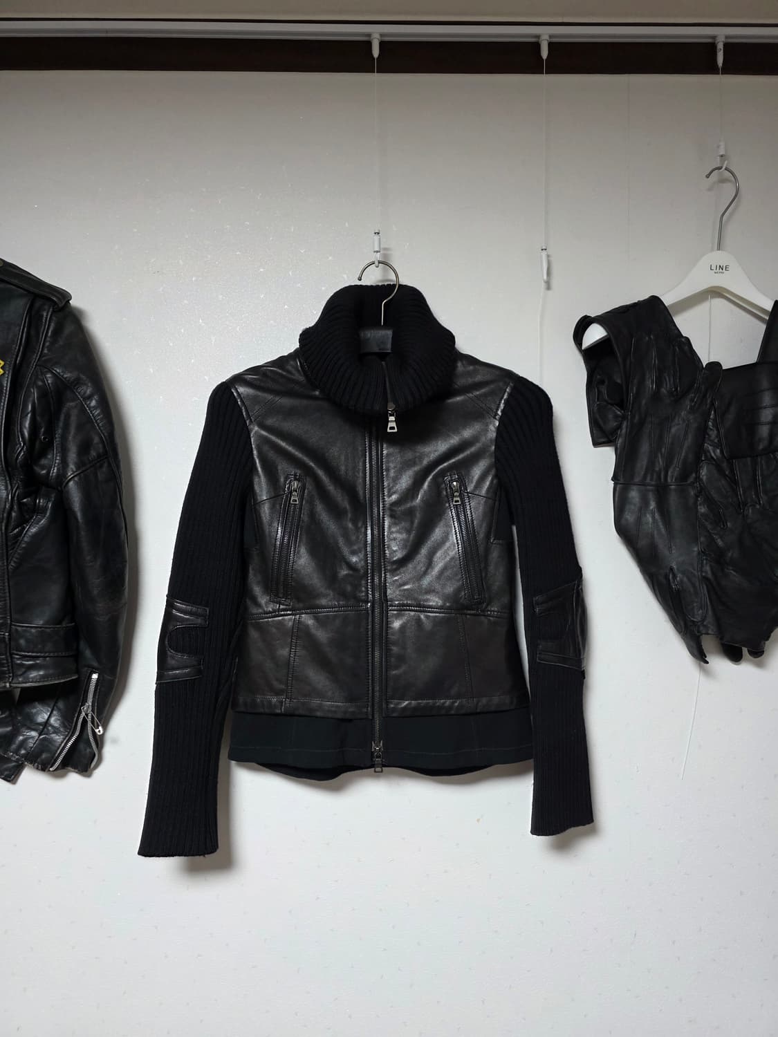 pradasports 00s leather mix biker jacket 상품이미지3