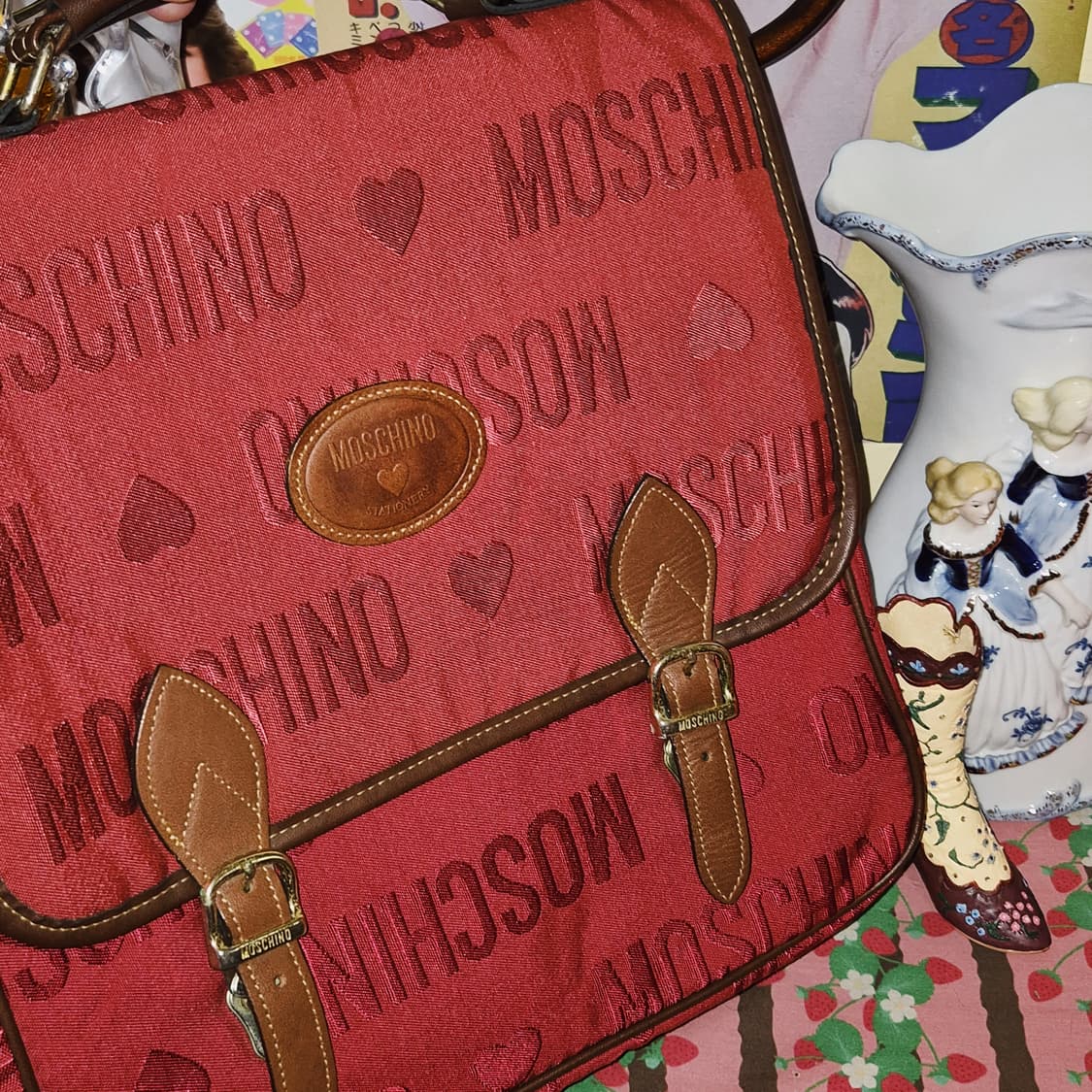90s 이탈리아 모스키노 하트 벨트 레더 2way 백 상품이미지7