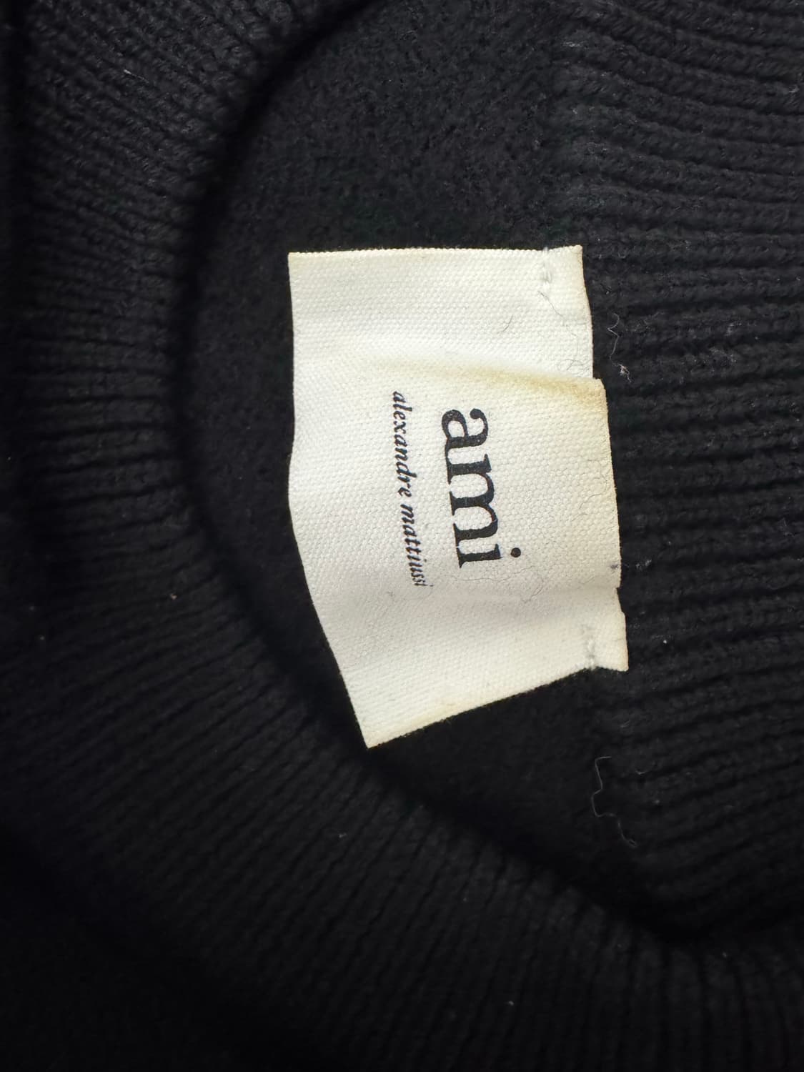 아미 빅하트 로고 메리노 울 스웨터 블랙L 상품이미지2