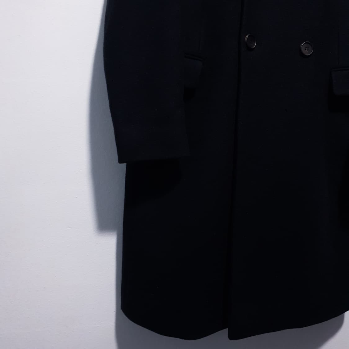 M (95) 올세인츠 클래식 더블 브레스티드 버튼 울 오키타 롱코트 블랙 상품이미지3