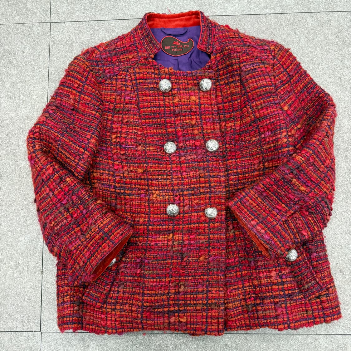 ETRO Milano 레드 트위드 더블 자켓 상품이미지5