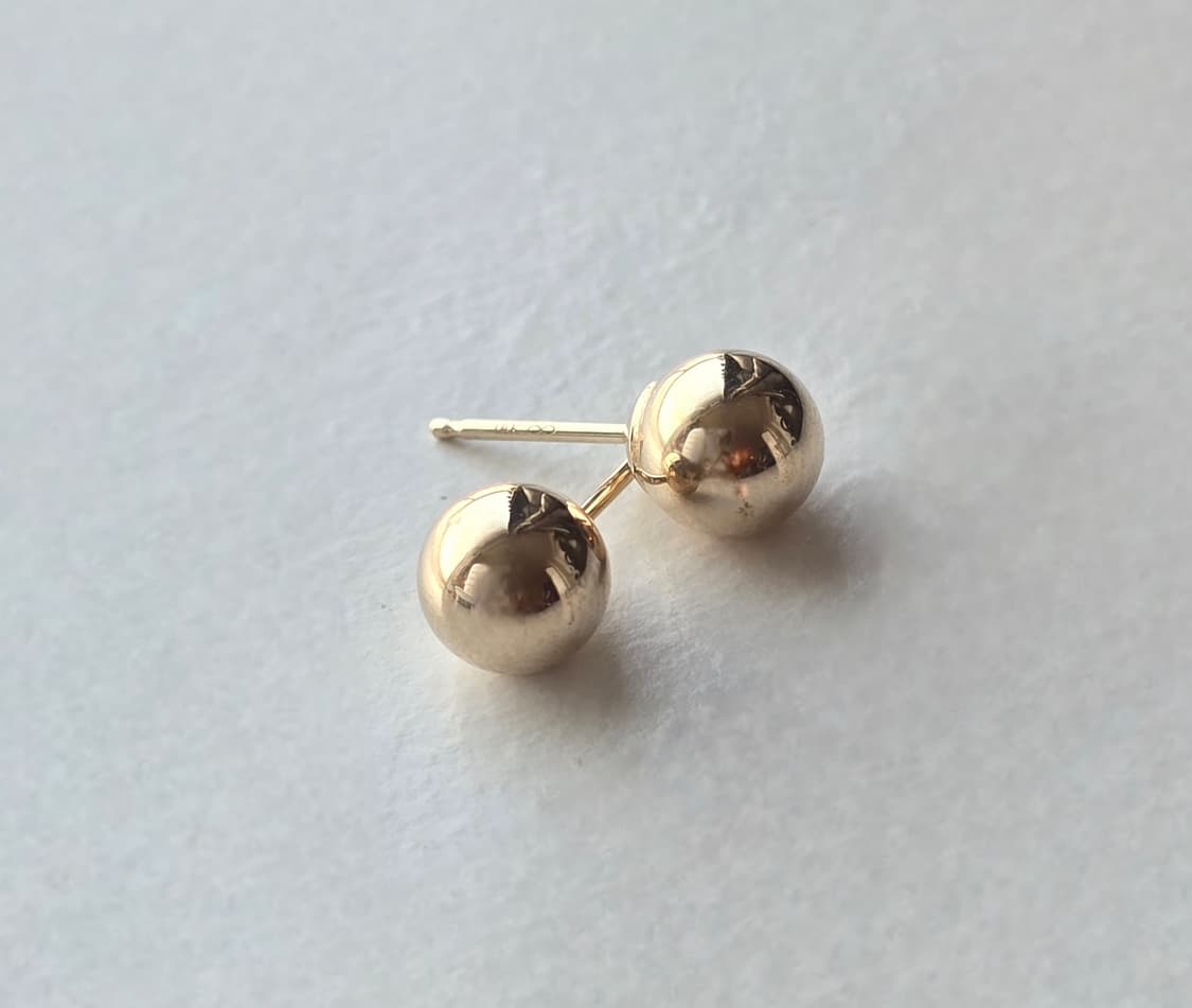 14k 골드 금 볼 귀걸이 상품이미지1