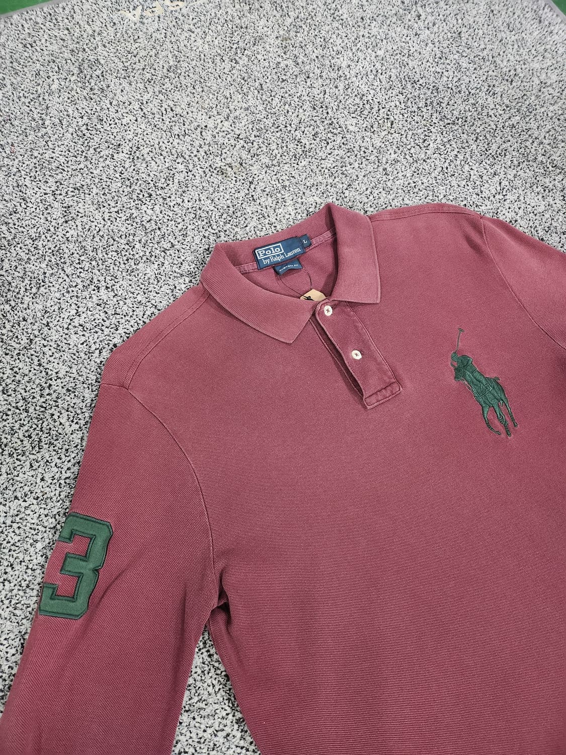 버건디 컬러 빅포니 폴로 긴팔 카라티  상품이미지3