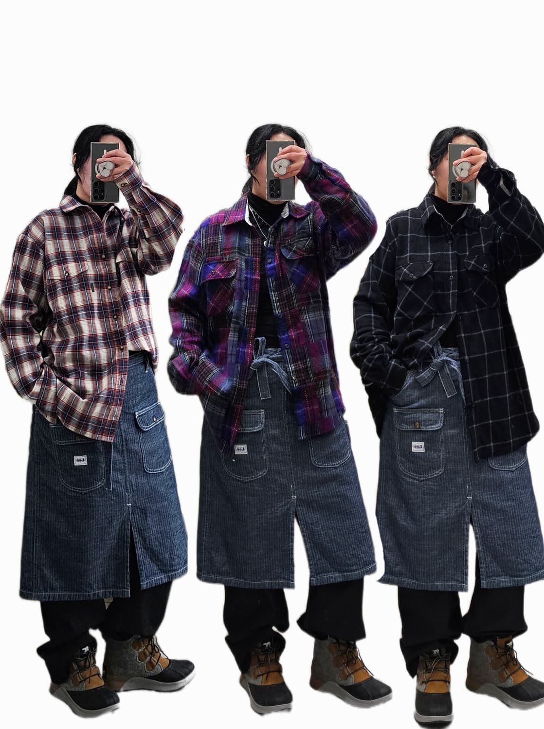 Lee 스트라이프 데님 레이어드 허리치마 상품이미지2