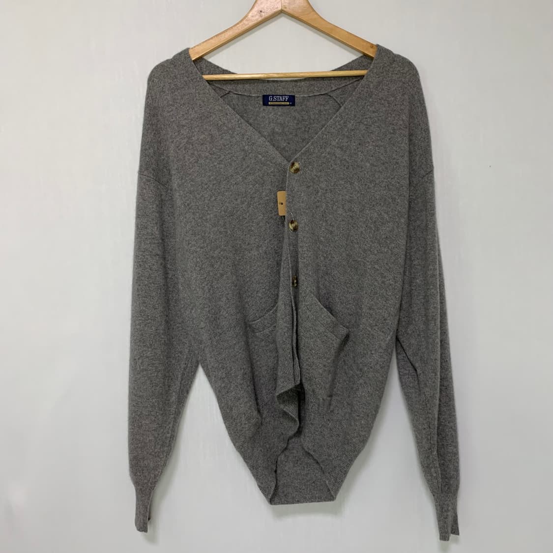 빈티지 캐시미어 100% 그레이 버튼 루즈핏 가디건 M 상품이미지2