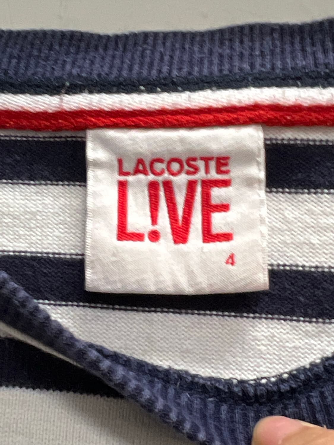(4) 라코스테 라이브 스트라이프 긴팔 티 네이비/화이트 상품이미지4