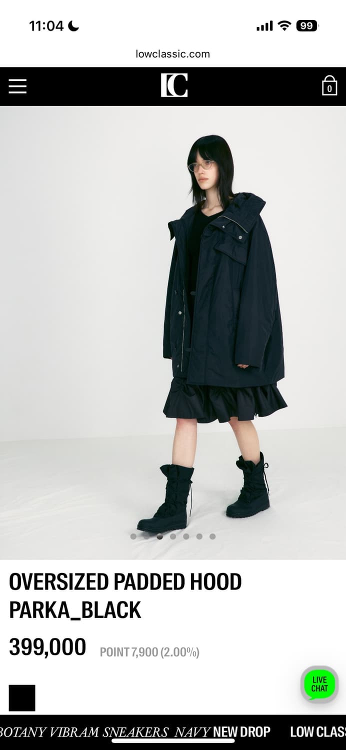 로우클래식 padded hood parka black 상품이미지1