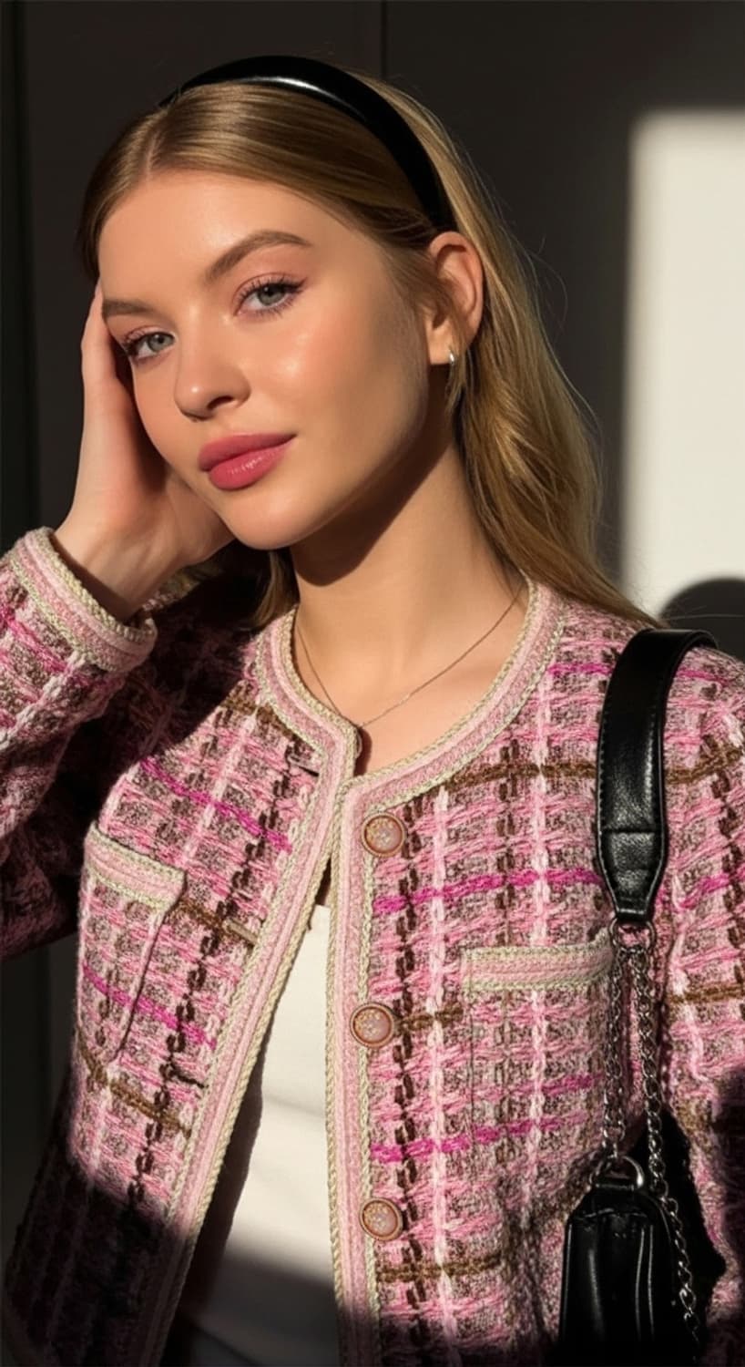 [새상품] 하이엔드 핑크 트위드 자켓 상품이미지2