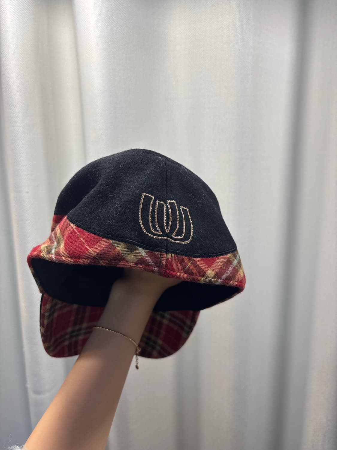 강아지 체크무늬 모자 상품이미지2