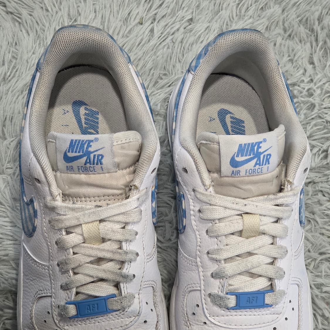 1q-19:나이키 에어포스 1 로우 징크 블루 깅엄 (23.5cm) 상품이미지6