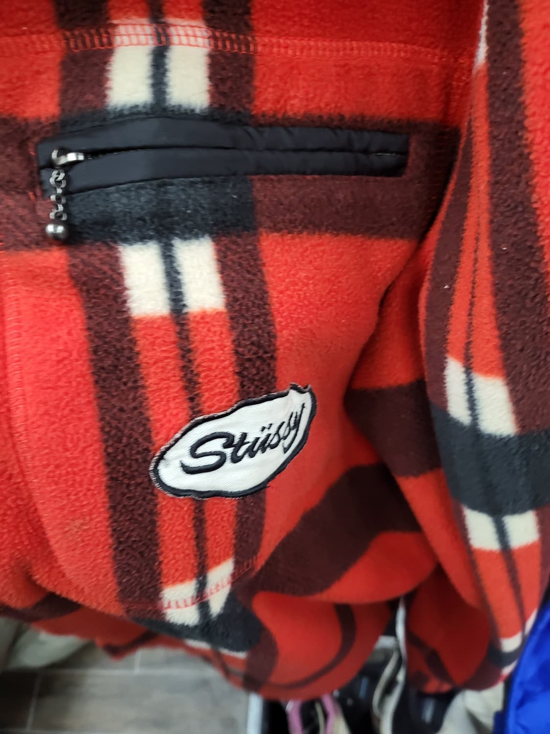 스투시 레드 체크 플리스 자켓xl 상품이미지3