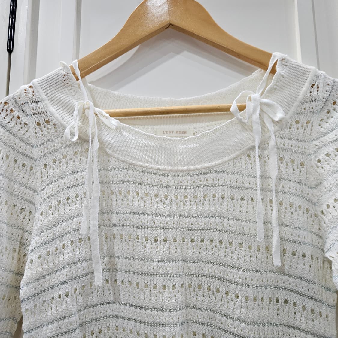 LEST ROSE(레스트로즈) 리본 넥 레이스 니트 상품이미지3
