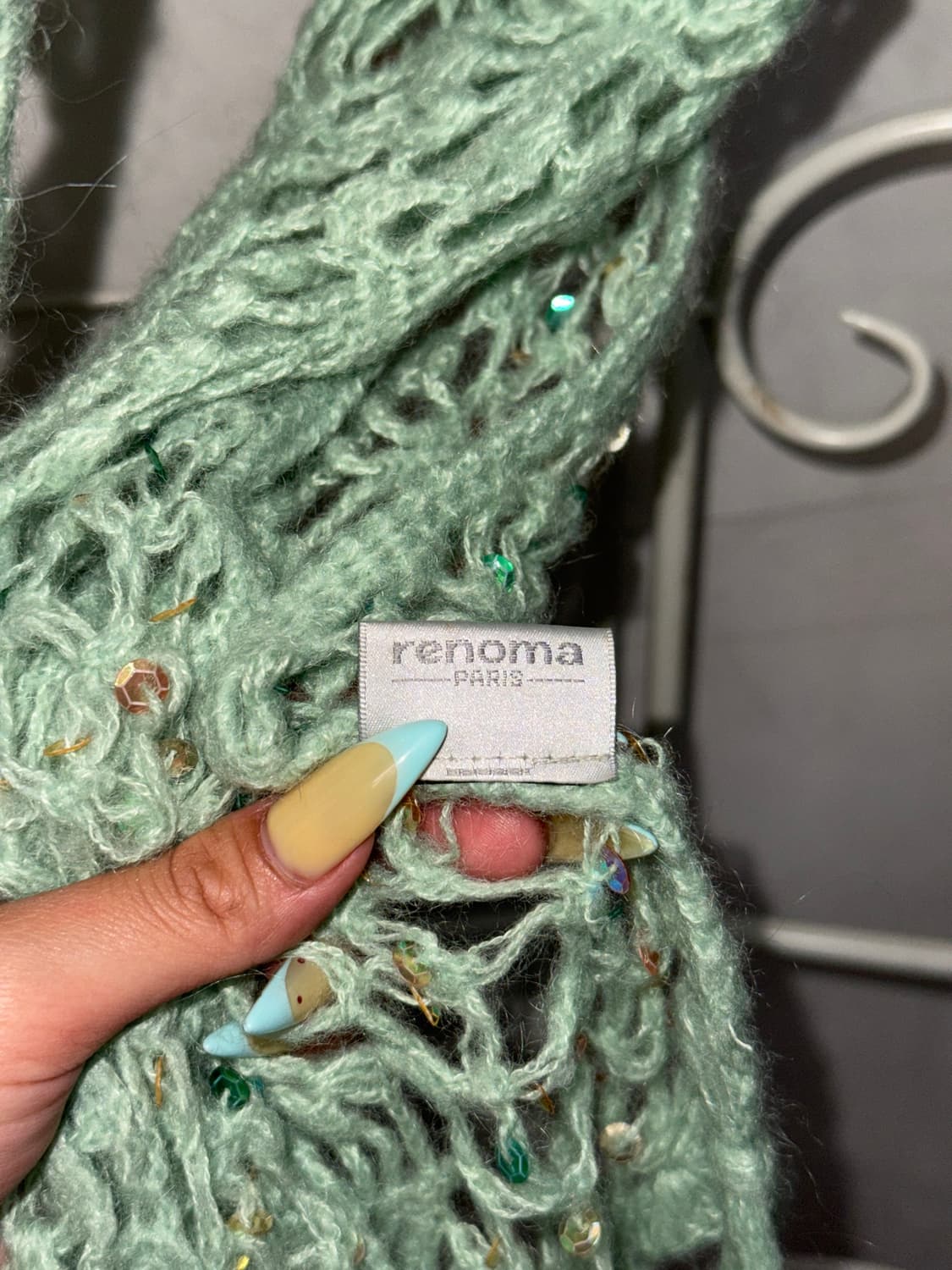 Renoma melon mint flower crochet muffler 상품이미지5