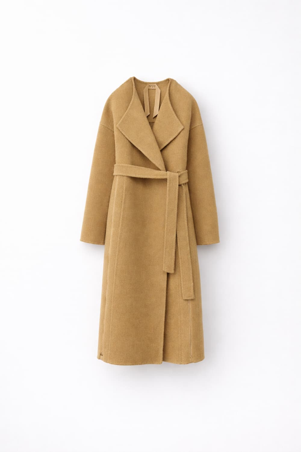 넘버투애니원 N21 울블렌드 벨트 카멜 노카라 롱 코트  상품이미지1