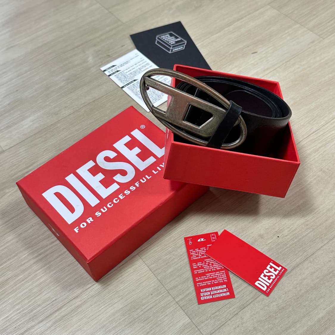 디젤 Diesel 레더 벨트 D 버클 블랙 95 상품이미지3