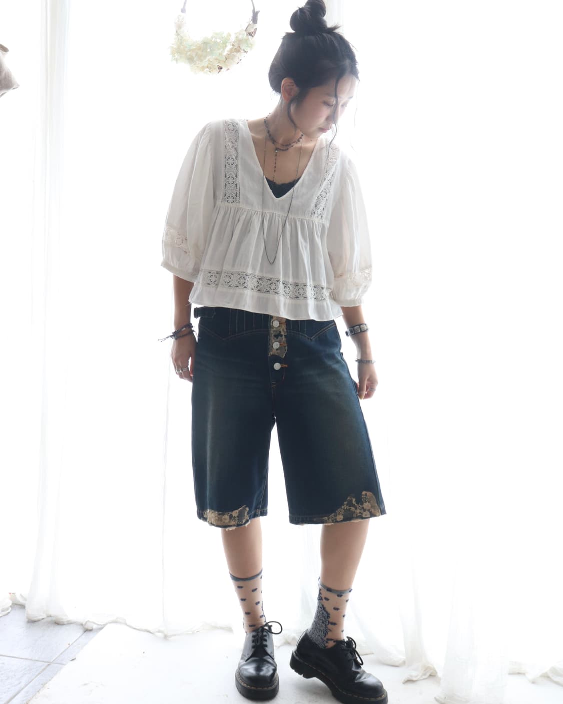 Vintage Lace Puff Cotton Blouse 상품이미지2