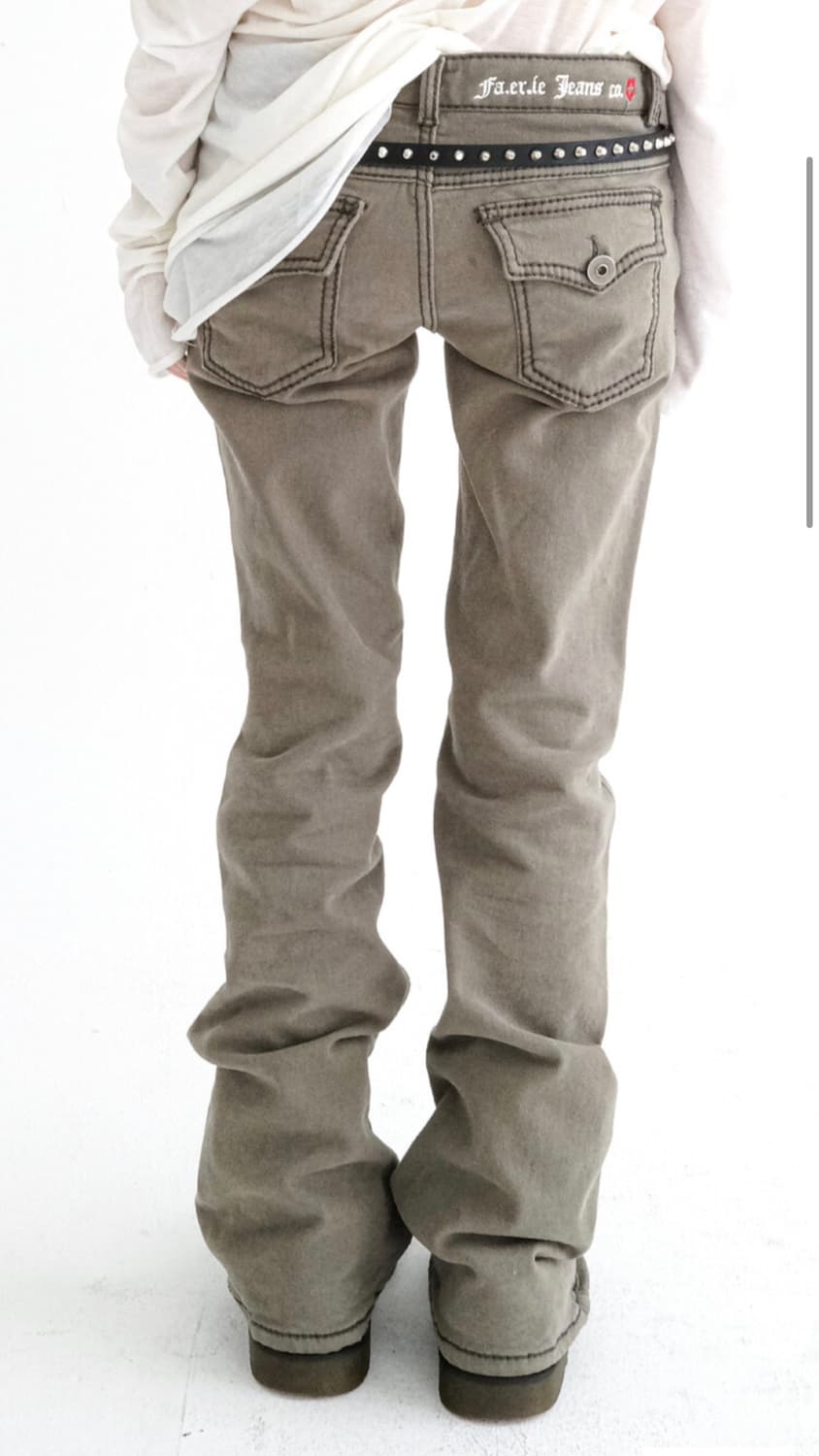 stitch low rise flare pants khaki  gray 상품이미지2