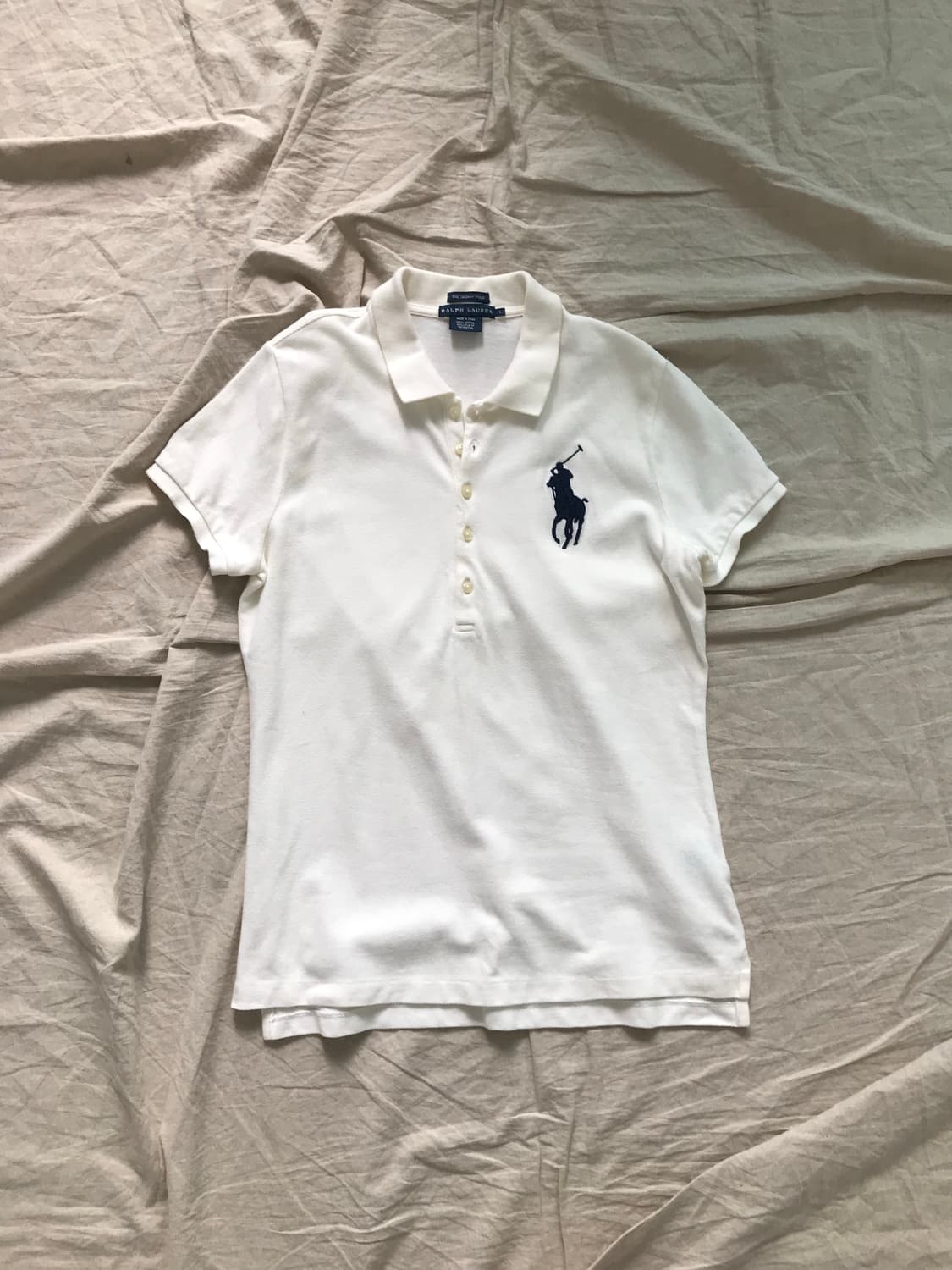 폴로 랄프로렌 빅 포니 로고 화이트 반팔 카라티 상품이미지4